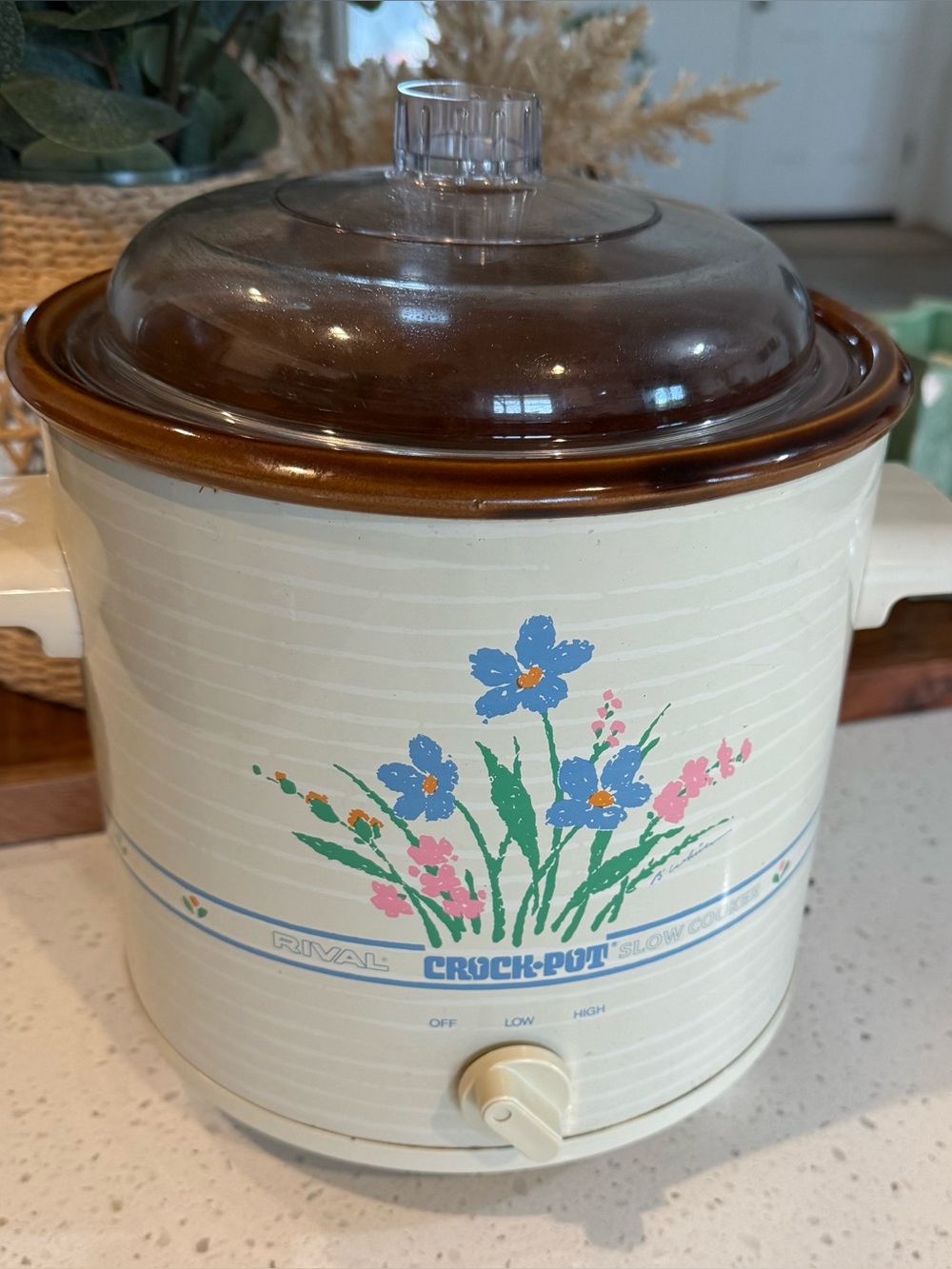 Vintage 1980's Rival Crock Pot Slow Cooker 3.5qt Model 3100 Floral Electric Olla